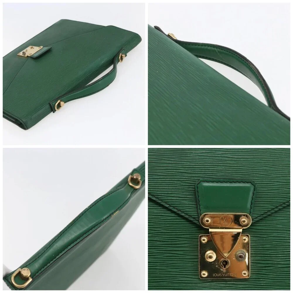 LOUIS VUITTON Epi Porte Documents Bandouliere Briefcase Green M54464 Auth BA6530